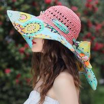 Summer Big Eaves Dome Women's Seaside UV Protection Big Edge Beach Sun Hat Shading Sun Protection Straw Hat Average Size (56-58cm)