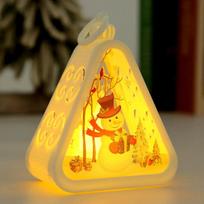 Button Battery Christmas Night Light Elk Deer Cartoon Triangle Lantern Snowman Snowflake Christmas Eve Desktop Ornament Kid Gift