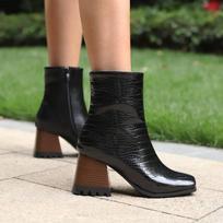 Krazing Pot Polyurethane Autumn Winter Shoes 47 Size 48 Chelsea Boots Gingham Prints Square Toe Plus Size Keep Warm Ankle Boots 34 juoda