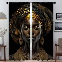 Shades African Woman Curtains Child Room Blinds Curtains for Bedroom Partition Living Room Curtain Halloween Decoration Kitchen W50xH70cmx2pcs-CL