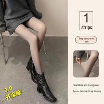 Women's Black Sheer Nude Pantyhose - Spring to Winter, Plus Velvet Gray transparent skin with feet. 80g lint-free pilka spalva
