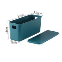 Plastic Desktop Storage Box with Lid Multifunctional Rectangular Sundries Cosmetic Container Bathroom Collector Kitchen Tools mėlyna