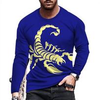 New Tide Scorpion Pattern European Size long Sleeved T-shirt For Men's Casual Autumn Trend Top Round Neck Tee S