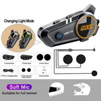 C50 Motociklo šalmas Bluetooth laisvų rankų įranga Belaidis vandeniui atsparus skambutis muzikai V5.3 Ausinės Vairuotojui Moto Spalvotas šviesos ausinės black