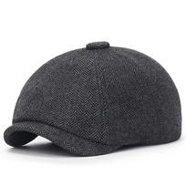 New Vintage Wool Tweed Navy Blue Herringbone Newsboy Cap Unisex 8-Quarter Panel Style Flat Caps Women Driver Beret Shelby Hat one size tamsiai ruda spalva