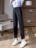 Spring Autumn Black Elegant Suit Haren Pants Women Fashion Elastic High Waist Casual Trousers Woman Korean Style Solid Office Lady Slim Pants S juoda