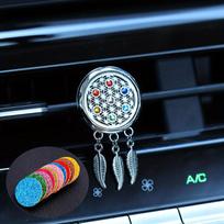 Tree of Life Car Diffuser Locket Vent Clip with Aromatherapy Pad, Dreamcatcher Style Feather Charms Car Interior Accessories #1 blue