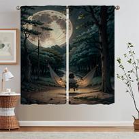 Quiet Night Kitchen Curtains for Doors Partition Blackout Black Out Curtains for Living Room Tentacles Chiffon Curtain Tiebacks W50xH70cmx2pcs-CL