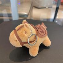 Cute Pony Keychain Cartoon Plush Horse Keychain With Saddle Muzzle Stuffed Doll Key Ring Holder Pendant For Kids Gift