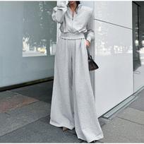 Zipper Short Hoodies Wide Leg Pants Set Women Casual Solid Color Tops Suit With High Waist Pant Female Spring Autumn Outdoor Sport Outfits S pilka