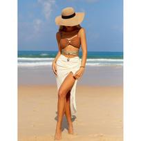 Sexy 3 Pieces Micro Bikinis Women Swimsuit Solid Swimwear Bathing Suit Beachwear With Long Skirt Bikini Set Biquini Female S gelsvai ruda