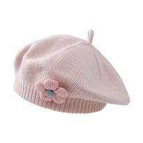 Winter Toddlers Beret Princess Girls Warm Hat Lovely Knitted Cap Windproof Beanie Baby Stylish Bonnet for Infant 6M-4T rožinė