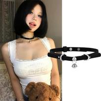 Choker Binaural Small Bell Pu Leather Collar Fashion Collarbone Chain Neck Strap Christmas Personality Trendy Neck Chain Versatile