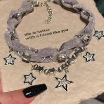 Niche Star Pendant Gray Plush Choker Collar Women'S Necklace Neck Accessories Collarbone Necklace