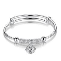 Korėjietiškas rūmų varpo sidabruotas apyrankė - etninio stiliaus besisukantys karoliukai vestuviniai papuošalai Silver Bell Bracelet