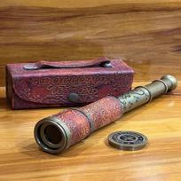 Leather Pirate Brass Spyglass with Leather Case