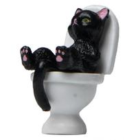 Cat on Toilet Resin Action Figure Home Decorations Dollhouse Landscape Accessories Mini Garden Ornament Desktop Model juoda