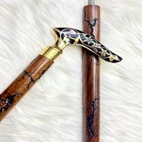 Walking Cane For Men Flora Gold Line Walking Stick Wood  Brass Handle Victorian Walking Cane Steampunk Outfit