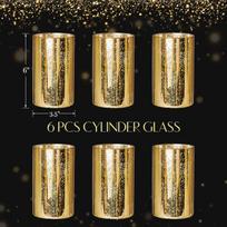 6PCs Gold Mercury Glass Vases Decorative Hurricane Candle Holder Wedding Table Centerpiece Vases Nordic Home Decor Gift auksas