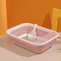 Foldable Semi-Enclosed Cat Litter Box - Oversized, Splash-Proof, Easy Clean Small (45*34*12.5cm) dangaus mėlyna spalva
