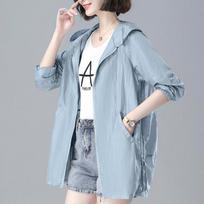 Women's Thin Jacket Medium Long Sunscreen Hooded Jacket Outdoor Long Sleeve Windbreaker M rožinė