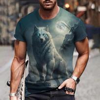 Wolf T Shirt for Mens Animal Print Short Sleeve Top 3D Casual Street Man's T-shirt Oversized Tee Shirt Men Vintage Clothing T-Shirts Men’s S gray