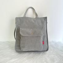 Corduroy Shoulder Bag Premium Retro Student Schoolbag Messenger Bag Handbag pilka spalva