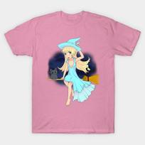 T Shirt Women White Witch Harajuku Print Kawaii Tshirt Summer Short Sleeve Female T-Shirt Top Tee S rožinė