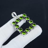 Beautiful Peridot Gemstone Silver Pendant in 925 Sterling Silver- Handmade Design, Everyday Wear Jewelry, Unique Pendant Birthday Gift 2.30" žalia