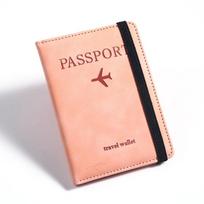 Daugiafunkcinis RFID paso ir ID kortelės laikiklis su SIM kortelių lizdais - PU oda rožinė