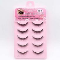 Meiliyue Japanese Style Natural Cross Double Eyelid False Eyelashes - 5 Handmade Pairs pink