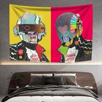 Daft Punk Gobelenas Elektroninė muzika Namų dekoracija Sienų pakabinimas Miegamojo ar svetainės foninis audinys Koncerto dekoras 29x37in black