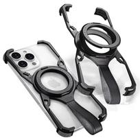 360° magnetinis besisukantis laikiklis metalinis telefono dėklas, skirtas iPhone 16 Pro Max 16promax, Magsafe aliuminio lydinio berėmis smūgiams atsparus dangtelis For iPhone 16 Pro Max juoda