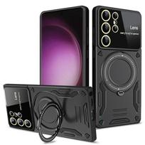 Magnetinis žiedo šarvuotas smūgiams atsparus dėklas Samsung Galaxy S25 Ultra Plus S 25 A16 A26 A36 A56 A06 Magsafe belaidžio įkrovimo dangtelis For Samsung S25 juoda