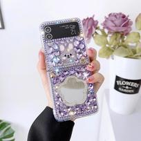 For Samsung Galaxy Z Flip 6 3 4 2 1 5 Luxury Fashion Korean Fashion Bling Diamond Rabbit Bunny Mirror Glitter Crystal Case Cover For Z Flip 5