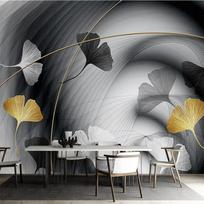 Prabangūs Modernūs 3d Mura Paprasti Abstraktūs Dūmų Linijų Ginkmedžio Lapų Tapetai Fono Sienų Freska Namų Dekoravimas 200 cm(W) x 140 cm(H)