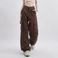 2024 Hong Kong-Style High-Waisted Slim Retro Overalls with Cuffed Design - Loose Fit Straight Pants for Spring and Fall 2XL ruda