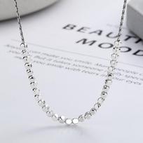 S925 Pure Silver Korean Version New Square Small Square Broken Silver Geometric Cool Style Ins Necklace for Women 41CM
