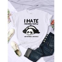 Lazy Panda I Hate Morning t shirt Women Fashion Short Sleeve tshirts men summer o-neck Clothing Woman T-Shirt S