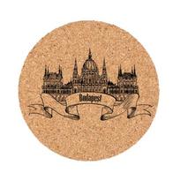 1PCS Natural Wooden Coaster City Building Map Logo Slip Cup Mat Tea Coffee Drinks Holder for DIY Tableware Placemat Decoration 10X10CM
