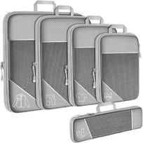 Mesh Compression Packing Cubes Lightweight Travel Bags Luggage Packing Organizer Compression Packing Cubes For Travel pilka spalva