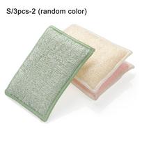 Virtuvė be aliejaus dvipusis buitinis bambuko pluošto kempinės šveitimo padas, daugkartinis indų plovimo skuduras S-3pcs-2 (random color) gray