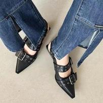 Women's Sandals Summer  Ballet Flats Women Pointed Rivet Single Shoe Platform Women Sandals Zapatos De Mujer Tendencia 42