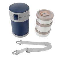 Insulated Food Jar 2L 3 Tier Microwave Safe 304 Stainless Steel Vacuum Lunch Box with Shoulder L mėlyna