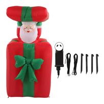 1.5m/4.92ft Christmas Inflatable Lighted Santa Outdoor Decoration Blow Up Lifting Santa with Gift