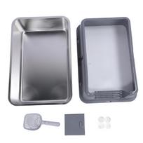 Enclosed Stainless Steel Cat Litter Box Top Entry Anti Splashing Extra Large Metal Kitty Litter Box pilka spalva