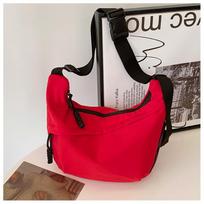 Casual Oxford Cloth Campus Sports Style Solid Color Foreign Style Commuting Shoulder Crossbody Dumpling Bag Woman raudona