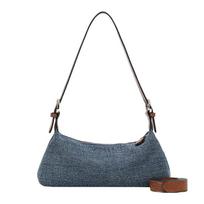 Handbag Femininity Shoulder Messenger Bag Retro Design Baguette Bag mėlyna