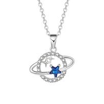 Blue Planet Necklace for Women Design-Sense Planet Meteor Micro-Inlaid Blue Style