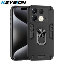 KEYSION Atsparus smūgiams šarvuotas dėklas Infinix Note 40S, minkšto silikono + PC žiedas laikiklis, telefono dėklas Infinix Note 40 4G 5G 40 Pro+ 5G for Infinix Note 40S juoda